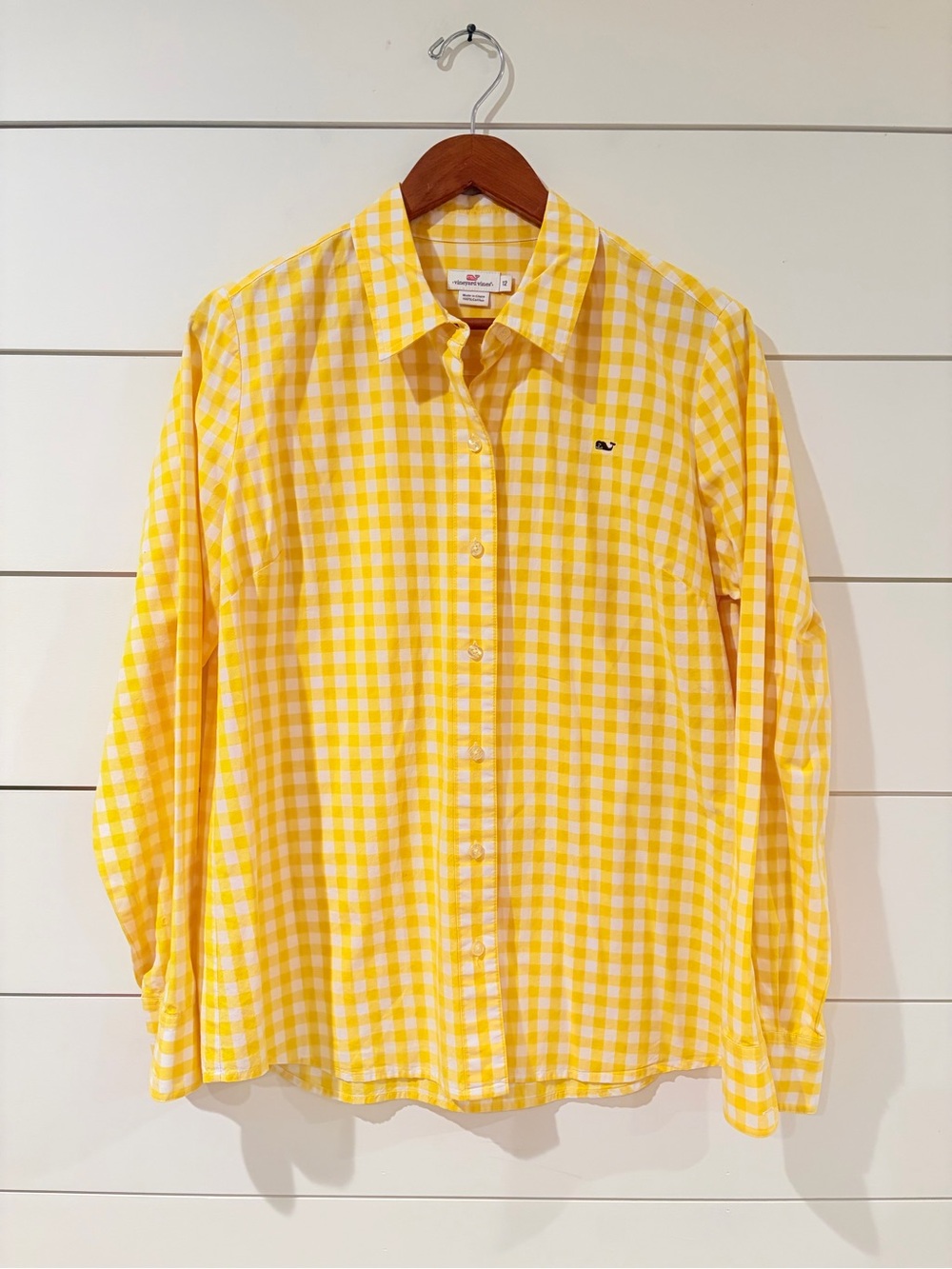 Vineyard Vines Yellow Gingham Shirt 12 Coastal Preppy Grandmillennial